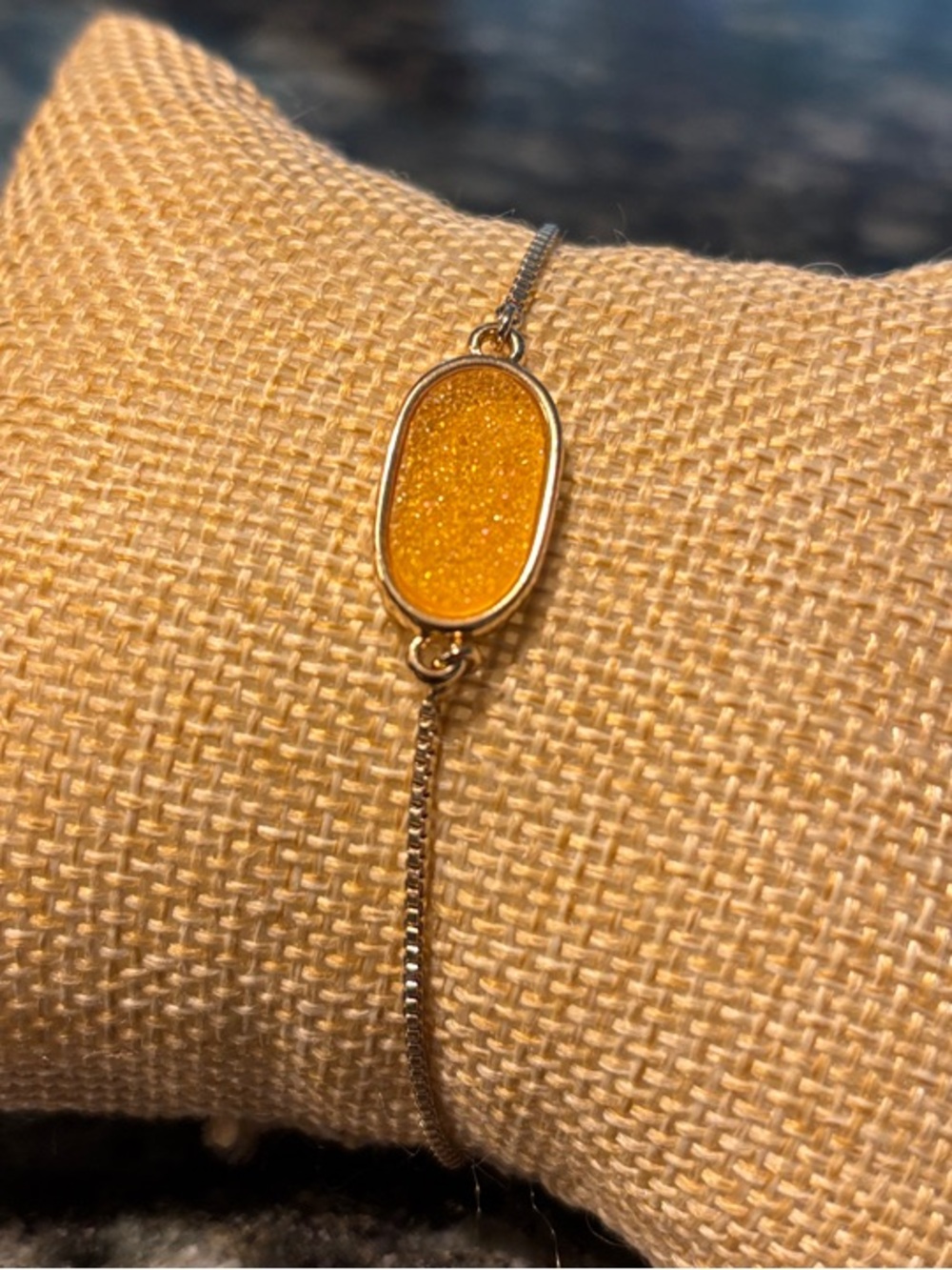 Park Lane Delicate Gold Bracelet with Apricot Oval Pendant